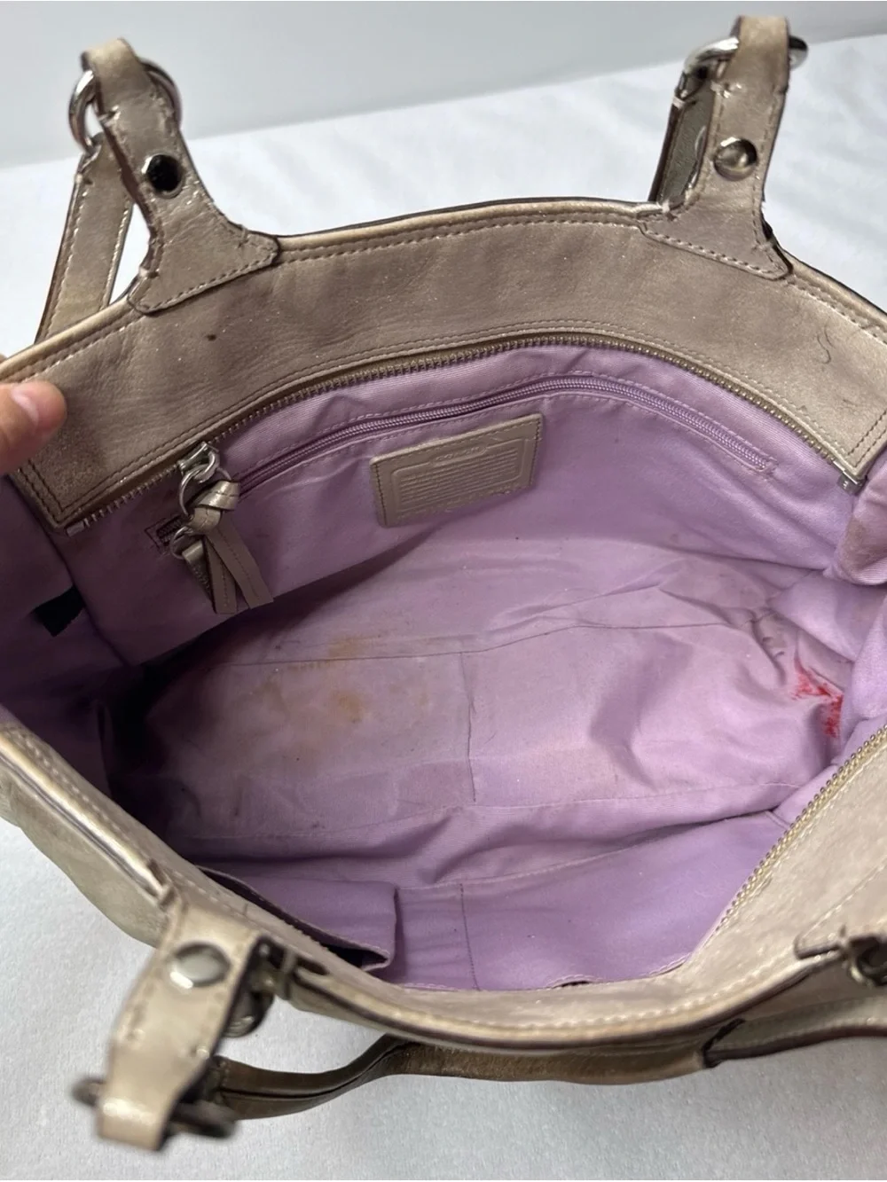 Coach Metallic Champagne Tote Bag - Shimmery Light Gold Shoulder Bag